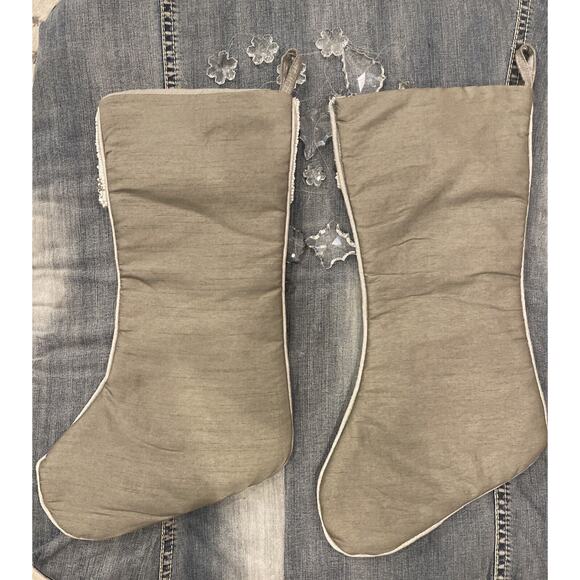 Pier 1 Imports CHRISTMAS STOCKING Holiday 18" Beaded Silver& White Tree‎ Set 2 - Picture 7 of 7